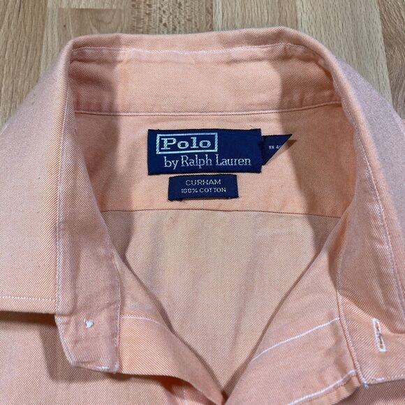 Polo Ralph Lauren Peach Dress Shirt (Men’s Sz 16, 34/35) Curham Collection • EUC - Picture 2 of 6